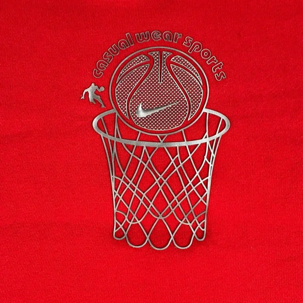 Vintage Nike Basketball Graphic Crewneck Sweatshirt Red‎ Navy Size M Youth